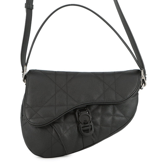 Dior Maxi Canage Saddle Twin Shoulder Bag Black1ADPO306MNE_H00N Calf Leather