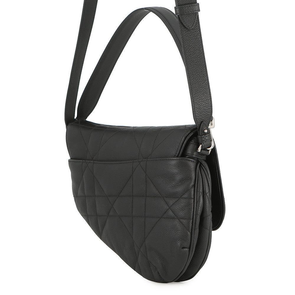 Dior Maxi Canage Saddle Twin Shoulder Bag Black1ADPO306MNE_H00N Calf Leather