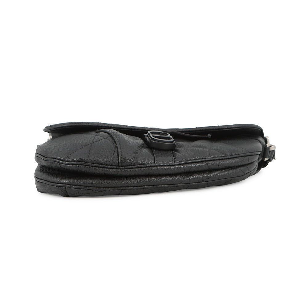 Dior Maxi Canage Saddle Twin Shoulder Bag Black1ADPO306MNE_H00N Calf Leather