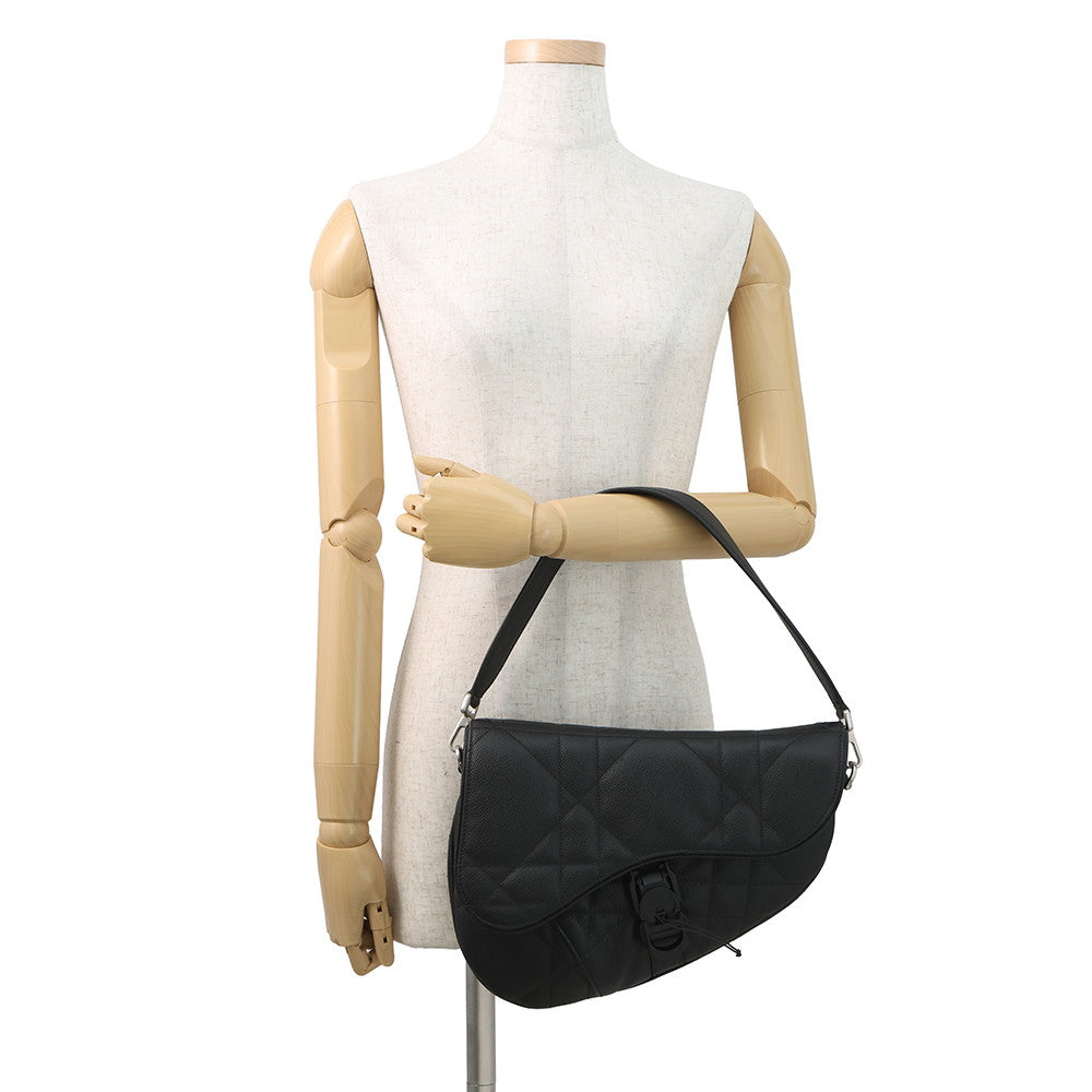 Dior Maxi Canage Saddle Twin Shoulder Bag Black1ADPO306MNE_H00N Calf Leather
