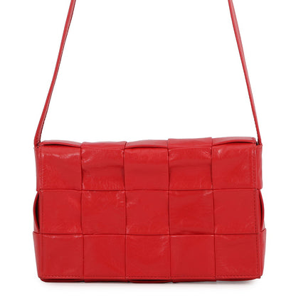 Bottega Veneta Maxi INTRECCIATO Shoulder Bag Red Leather
