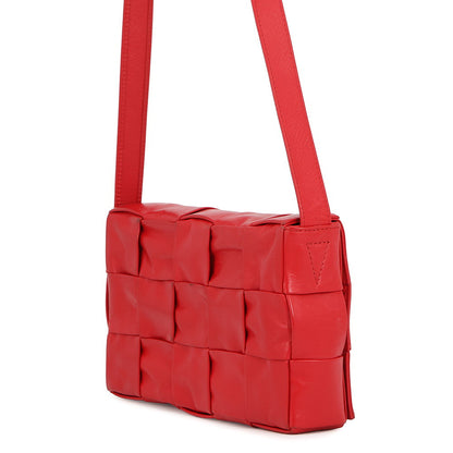 Bottega Veneta Maxi INTRECCIATO Shoulder Bag Red Leather