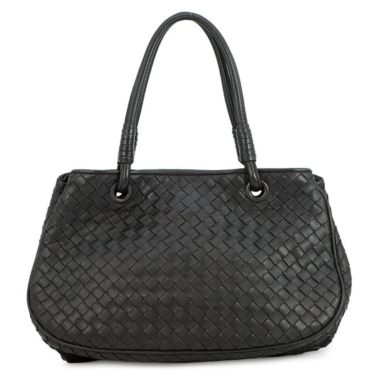 Bottega Veneta INTRECCIATO Handbag Black Leather