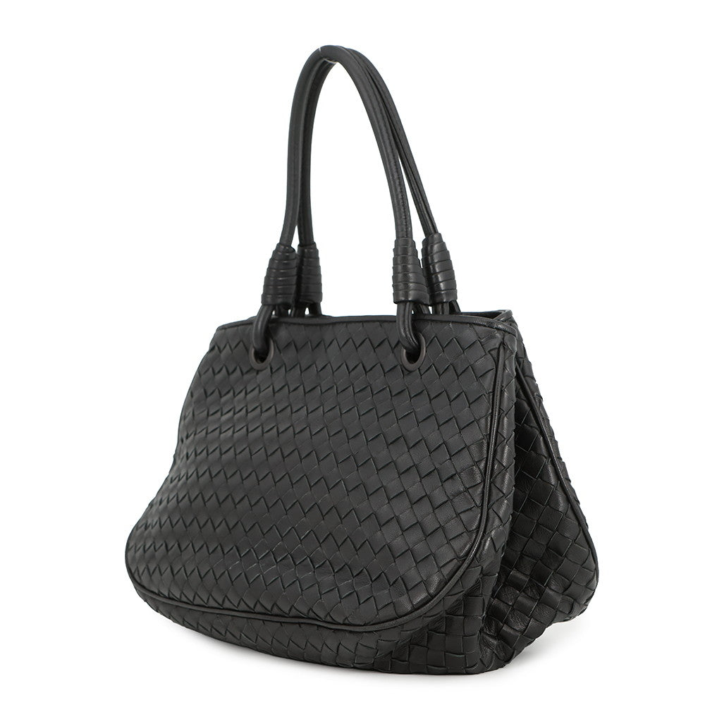 Bottega Veneta INTRECCIATO Handbag Black Leather