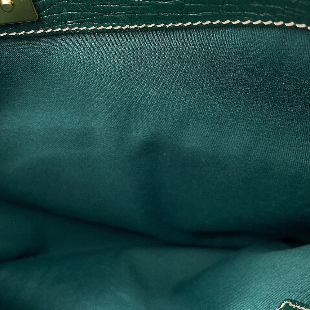 GUCCI Horsebit One-Shoulder Bag Beige/Green137388 GG Canvas Leather