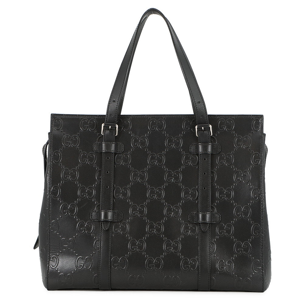 GUCCI GG embossed Tote Bag Black625774 527066 Leather