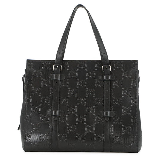 GUCCI GG embossed Tote Bag Black625774 527066 Leather