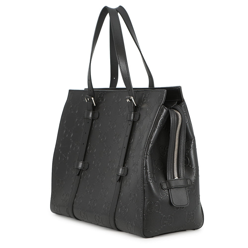 GUCCI GG embossed Tote Bag Black625774 527066 Leather