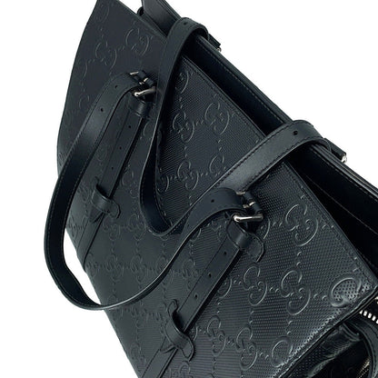 GUCCI GG embossed Tote Bag Black625774 527066 Leather