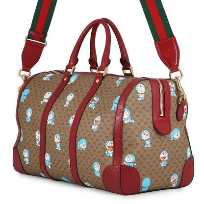 GUCCI Medium Duffle Bag Doraemon Collaboration Brown/Red647815 Mini GG Supreme Leather