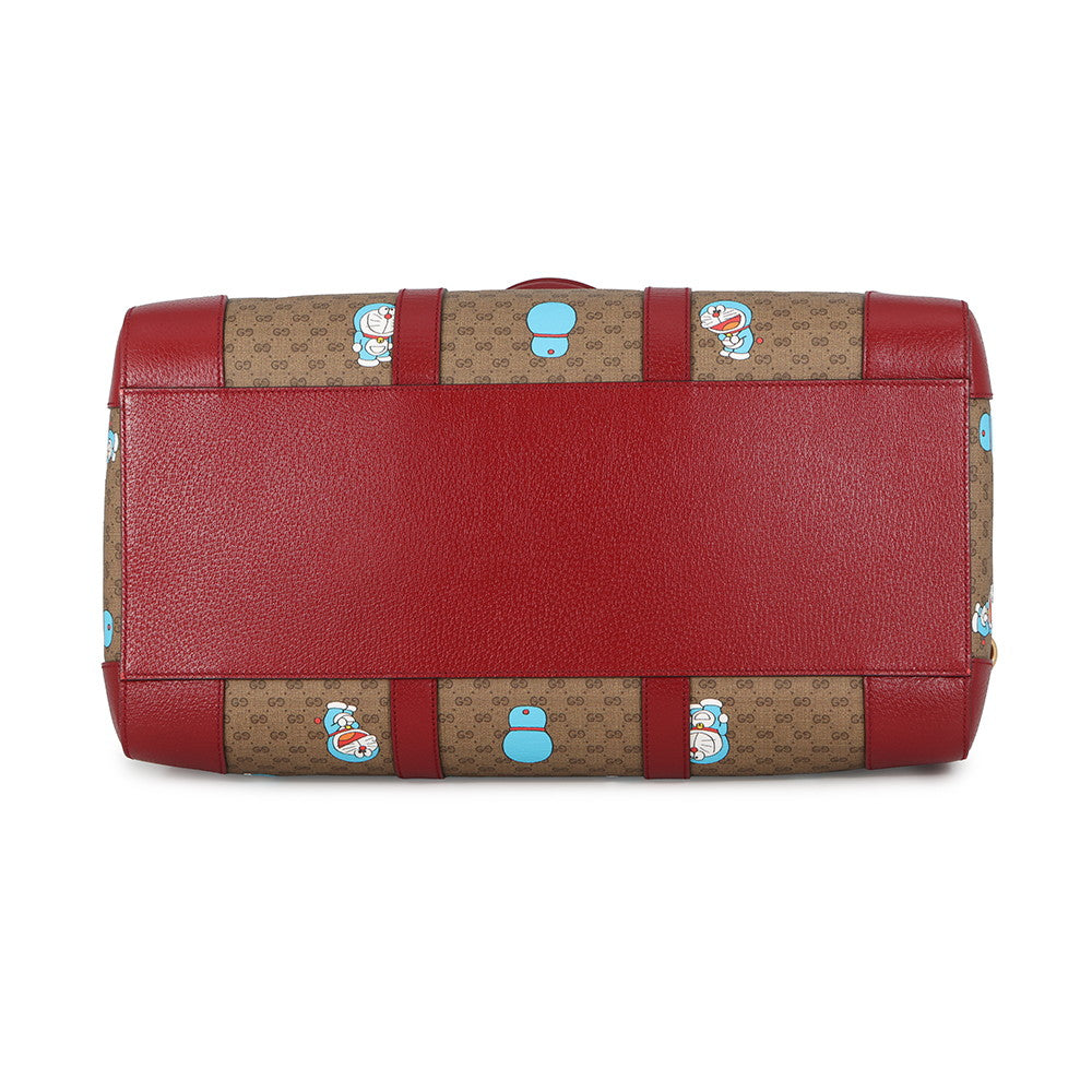 GUCCI Medium Duffle Bag Doraemon Collaboration Brown/Red647815 Mini GG Supreme Leather