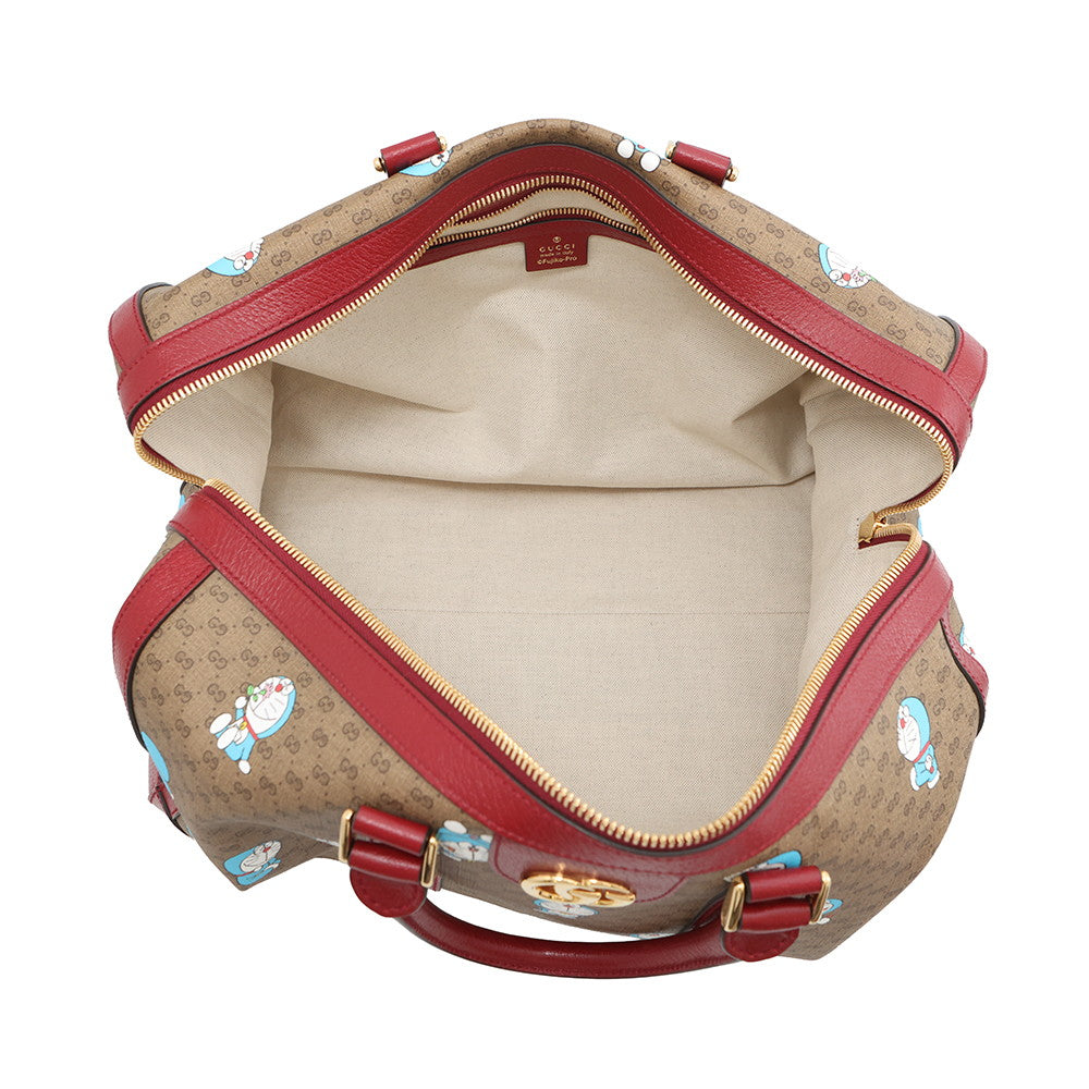 GUCCI Medium Duffle Bag Doraemon Collaboration Brown/Red647815 Mini GG Supreme Leather