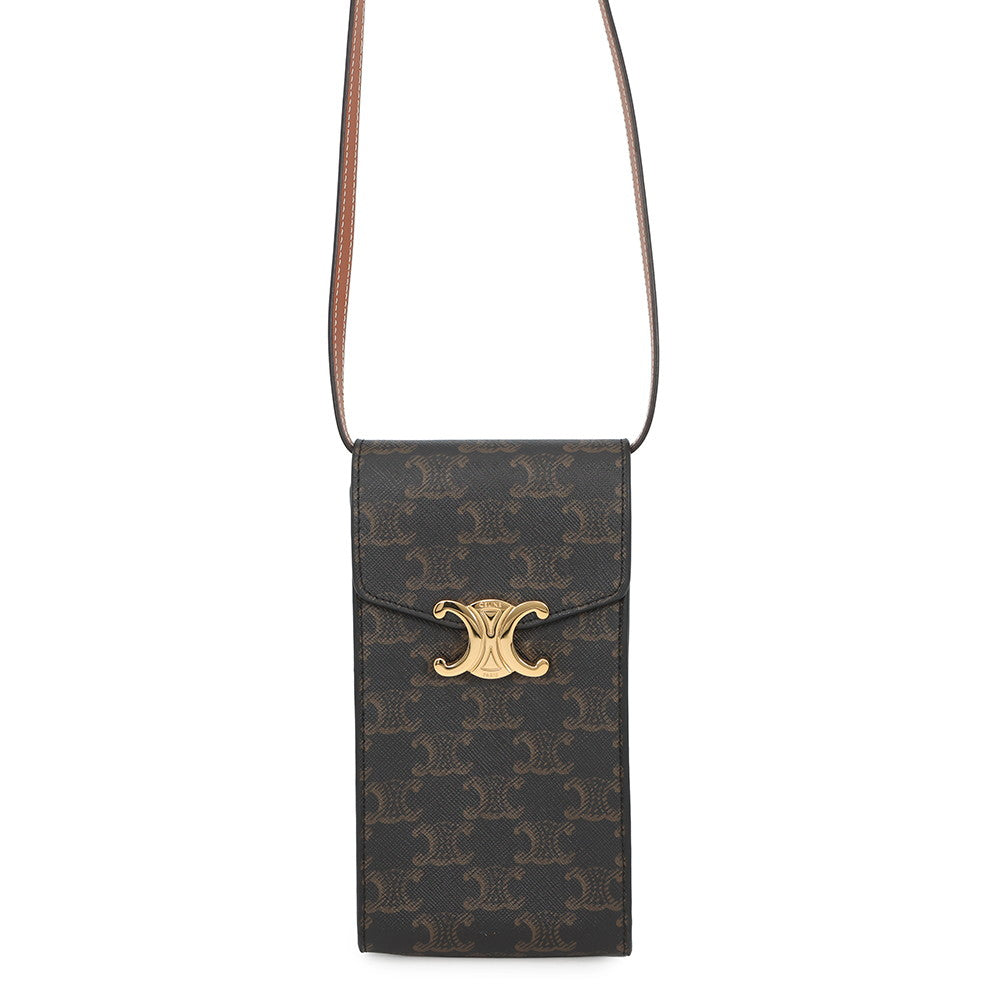 CELINE Triomphe Phone Pouch Tan10K682DS3.04LU PVC