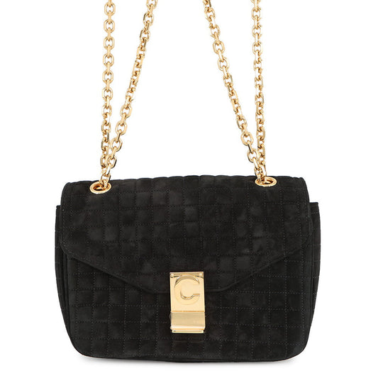 CELINE CMedium Shoulder Bag Black187253BJI.38NO suede