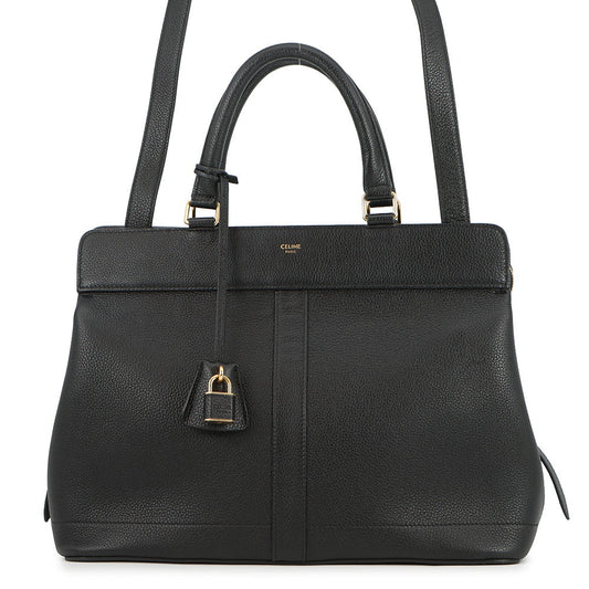 CELINE Cabas de France 2-way Bag Black192663CRE.38NO Grained CalfLeather Size Medium