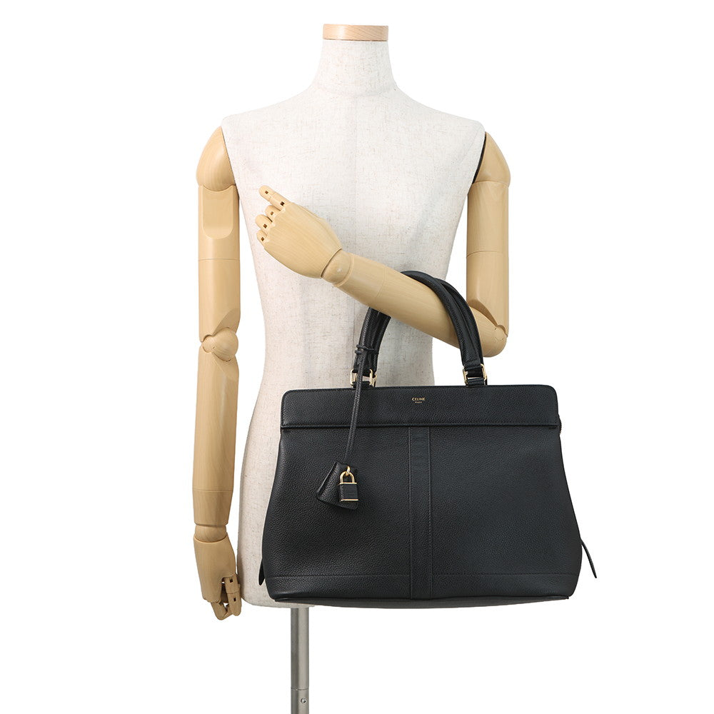 CELINE Cabas de France 2-way Bag Black192663CRE.38NO Grained CalfLeather Size Medium