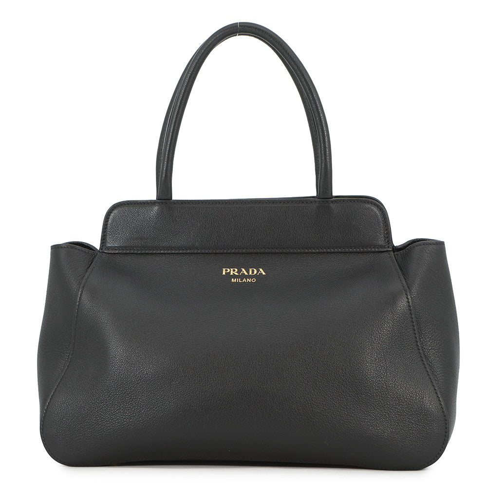 PRADA Logo Handbag Black1BG533_2CYS_F0002_V_OOO Soft Grain Leather Size Medium