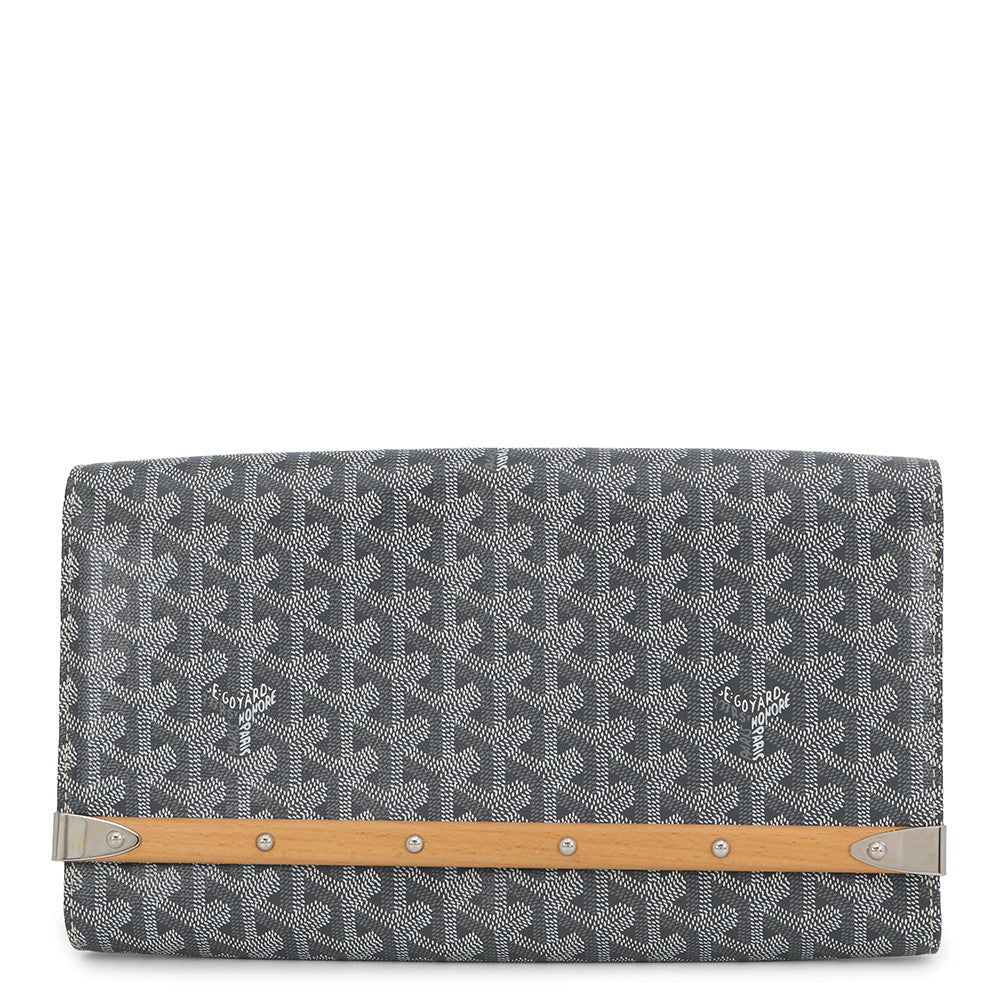 GOYARD Monte Carlo Clutch Bag Gray PVC Leather