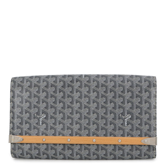 GOYARD Monte Carlo Clutch Bag Gray PVC Leather