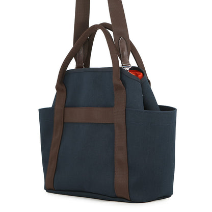 HERMES Sac de Pansage Navy/Feu Toile Chevrons Canvas