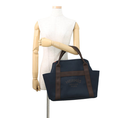 HERMES Sac de Pansage Navy/Feu Toile Chevrons Canvas