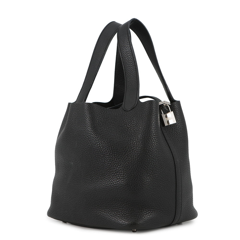 HERMES Picotin Lock Black Taurillon Clemence Size MM