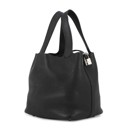 HERMES Picotin Lock Black Taurillon Clemence Size MM