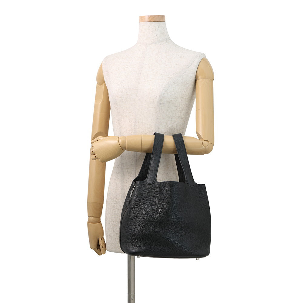 HERMES Picotin Lock Black Taurillon Clemence Size MM