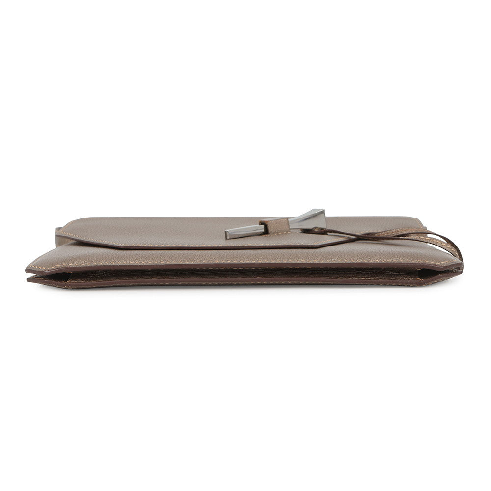 HERMES Envelope Shoulder Bag Gold Chevre Myzore Goatskin