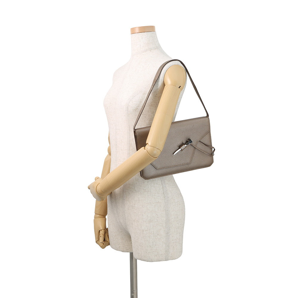 HERMES Envelope Shoulder Bag Gold Chevre Myzore Goatskin