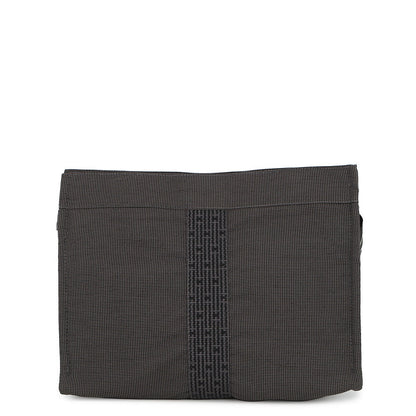 HERMES Her Line Clutch Bag Gray Canvas
