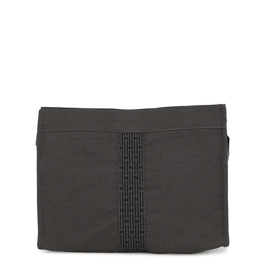 HERMES Her Line Clutch Bag Gray Canvas