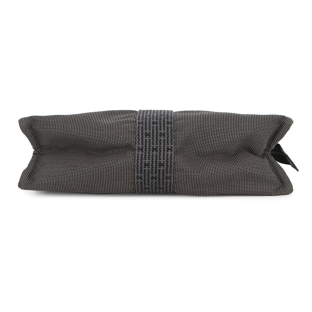 HERMES Her Line Clutch Bag Gray Canvas