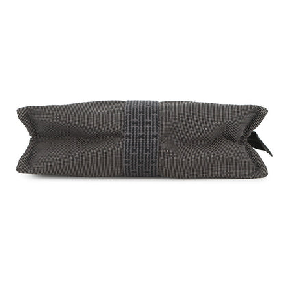 HERMES Her Line Clutch Bag Gray Canvas