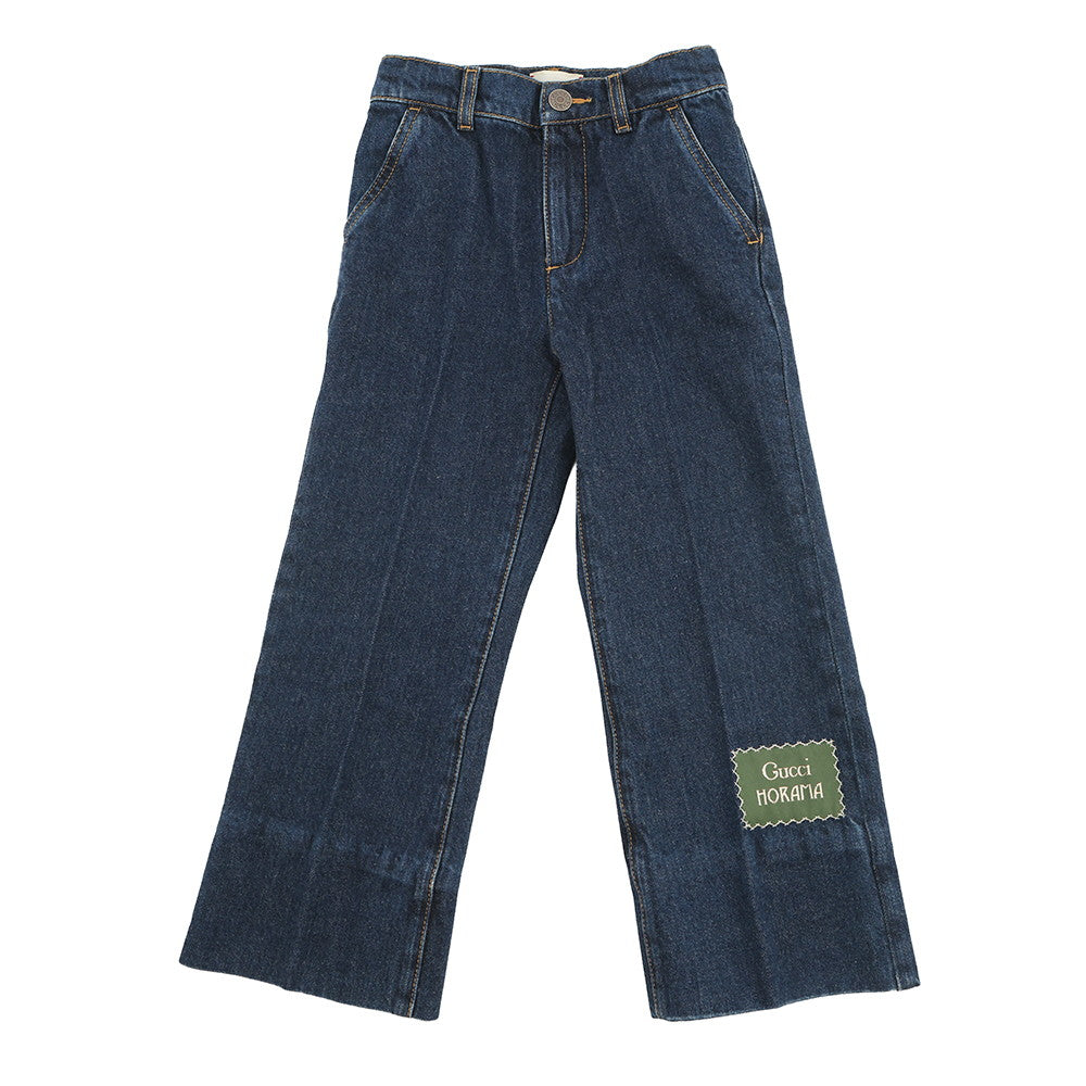 GUCCI Children's HORAMA Patch Denim Pants Size 5 Navy622858 XDBAN Denim