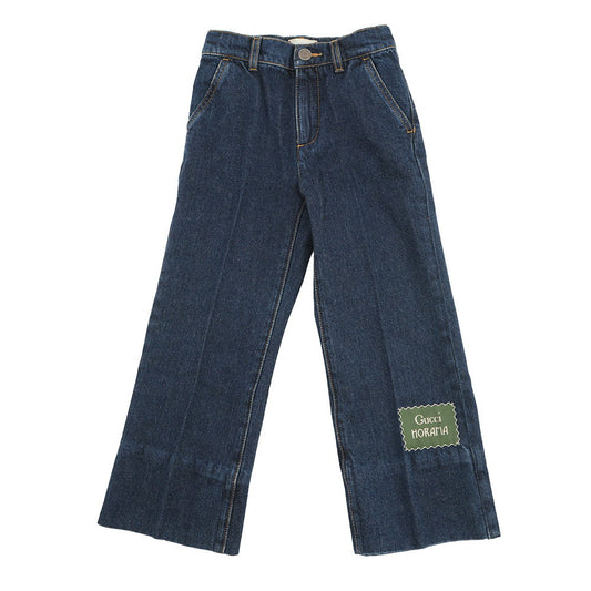 GUCCI Children's HORAMA Patch Denim Pants Size 5 Navy622858 XDBAN Denim