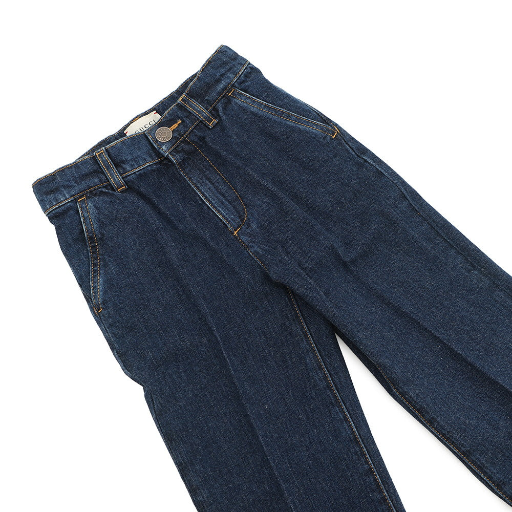 GUCCI Children's HORAMA Patch Denim Pants Size 5 Navy622858 XDBAN Denim