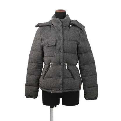 MONCLER Tweed Down Jacket Black/Gray Wool 100%