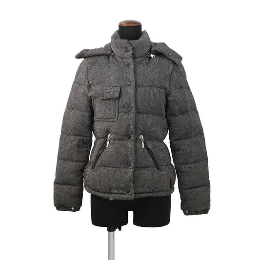 MONCLER Tweed Down Jacket Black/Gray Wool 100%