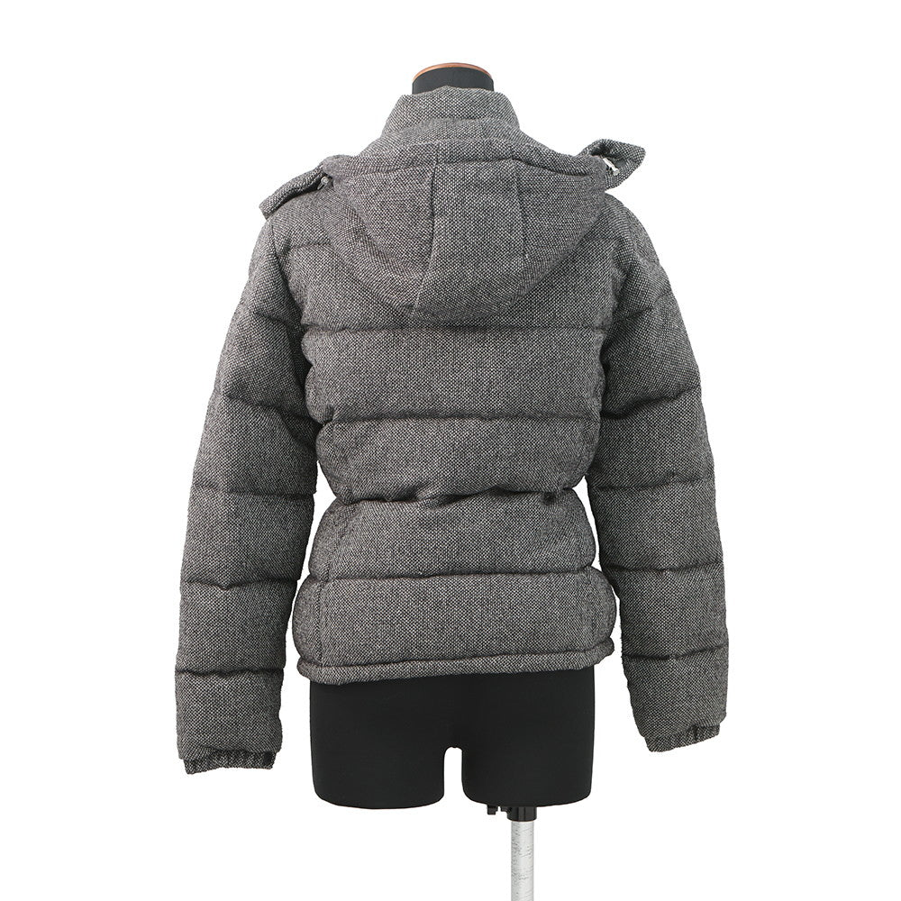 MONCLER Tweed Down Jacket Black/Gray Wool 100%