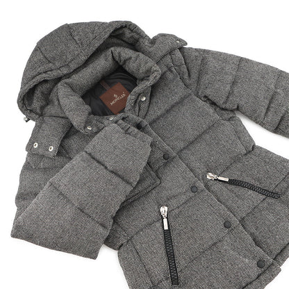 MONCLER Tweed Down Jacket Black/Gray Wool 100%
