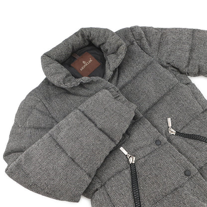 MONCLER Tweed Down Jacket Black/Gray Wool 100%