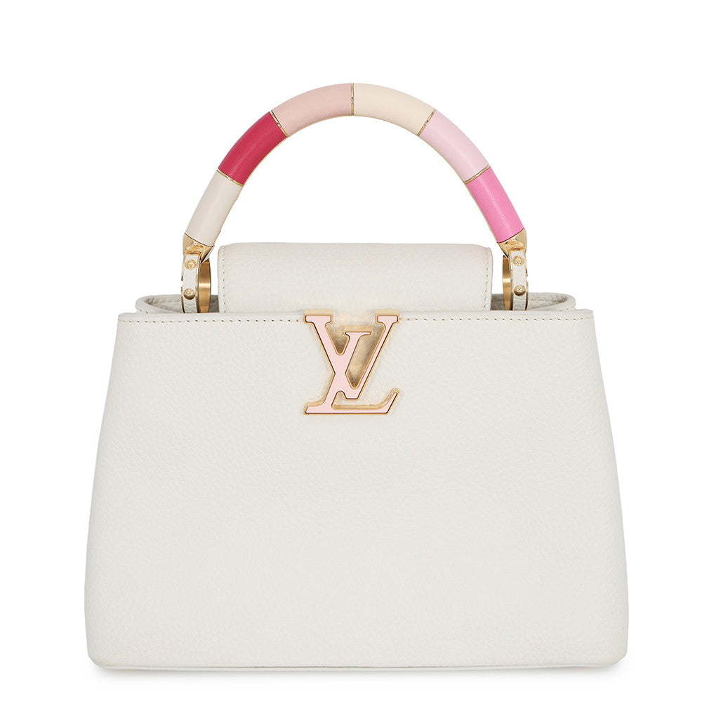 LOUIS VUITTON Capucines White/PinkM21646 Taurillon Leather Size BB