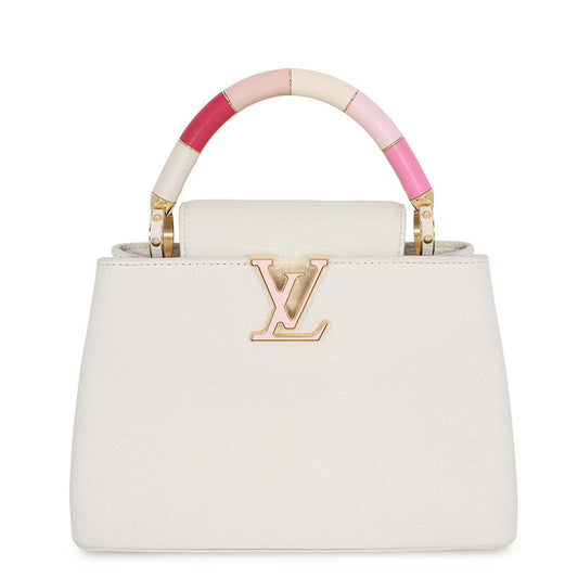 LOUIS VUITTON Capucines White/PinkM21646 Taurillon Leather Size BB