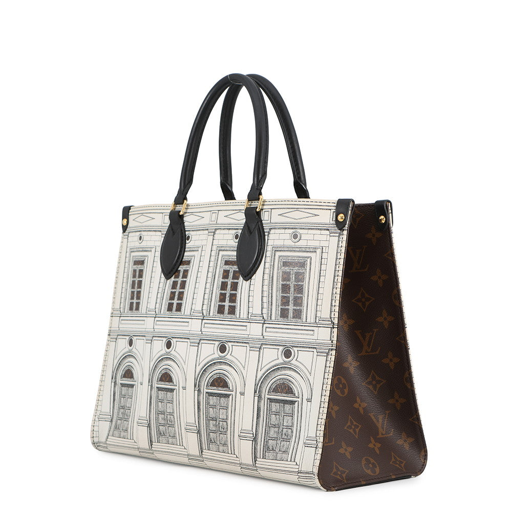 LOUIS VUITTON Onthego LV × Fornasetti Brown/WhiteM59264 Monogram Size MM