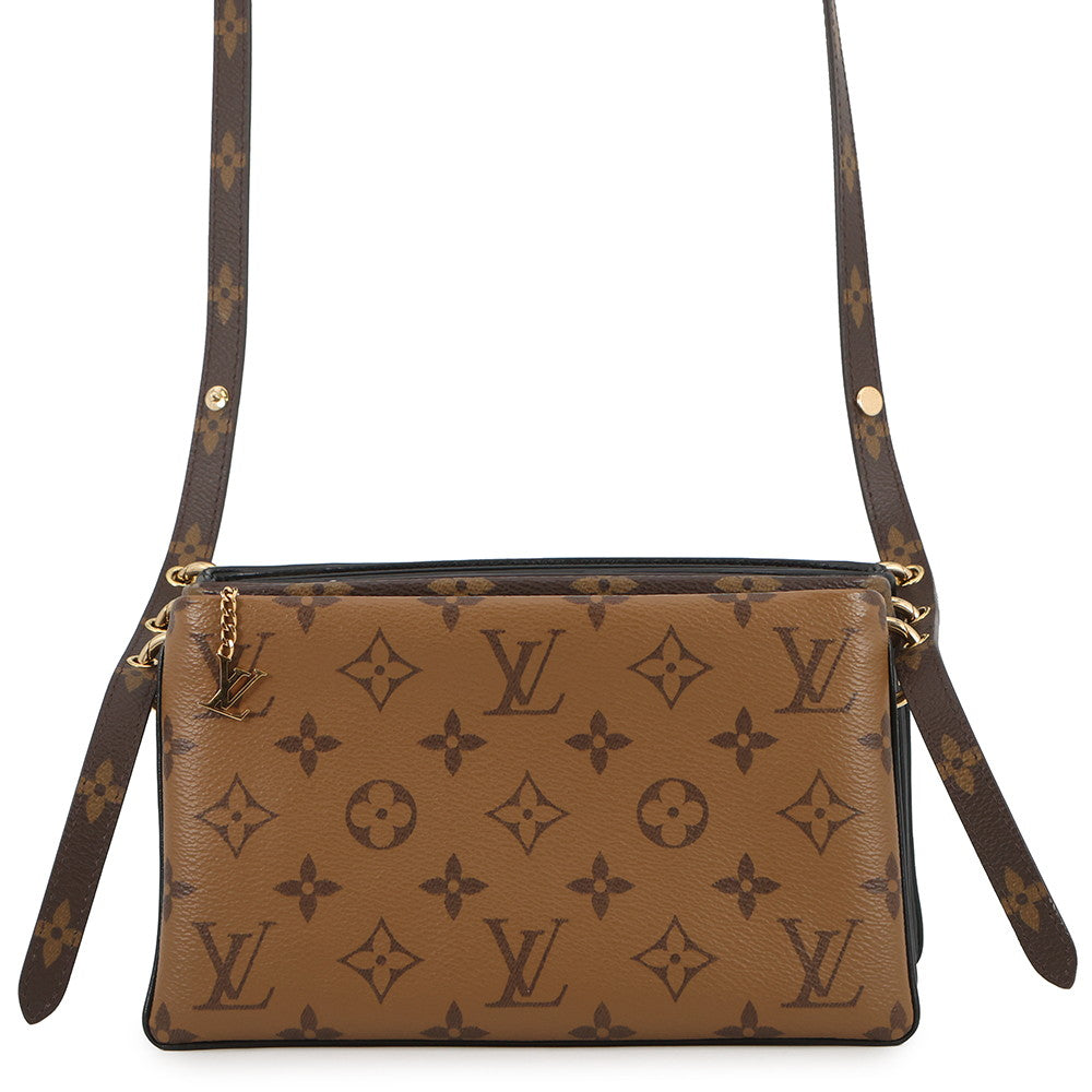 LOUIS VUITTON Pochette・LV3 Noir/BrownM45412 Monogram Monogram Reverse Canvas Lambskin