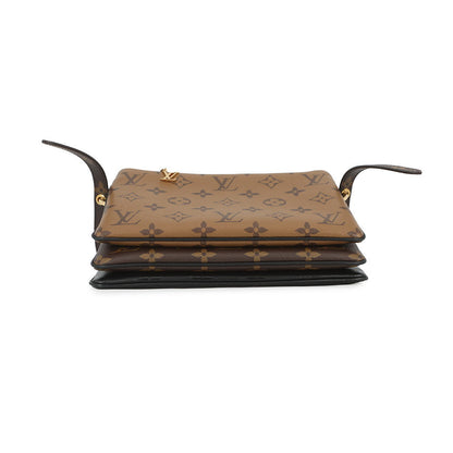 LOUIS VUITTON Pochette・LV3 Noir/BrownM45412 Monogram Monogram Reverse Canvas Lambskin