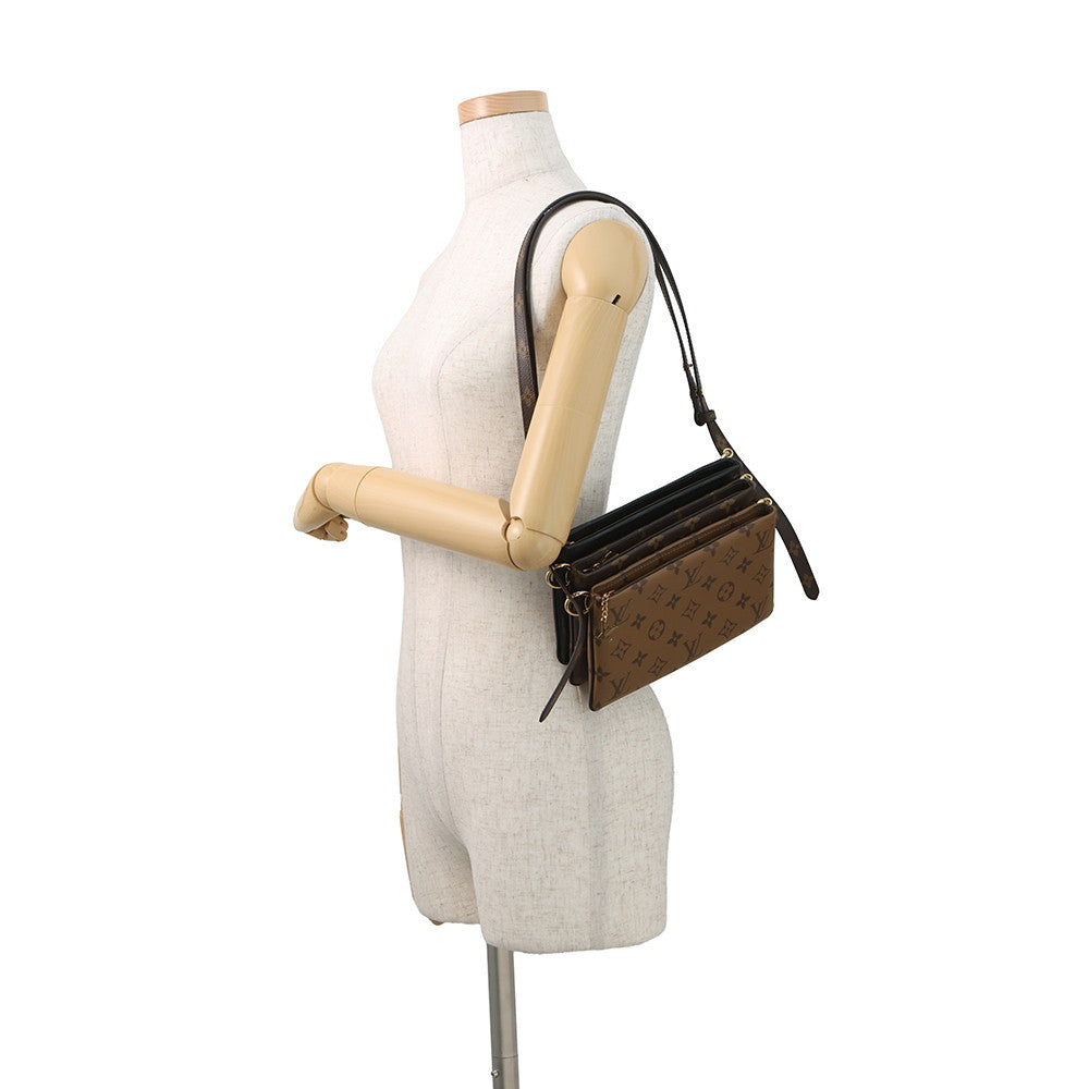 LOUIS VUITTON Pochette・LV3 Noir/BrownM45412 Monogram Monogram Reverse Canvas Lambskin