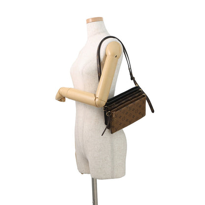 LOUIS VUITTON Pochette・LV3 Noir/BrownM45412 Monogram Monogram Reverse Canvas Lambskin