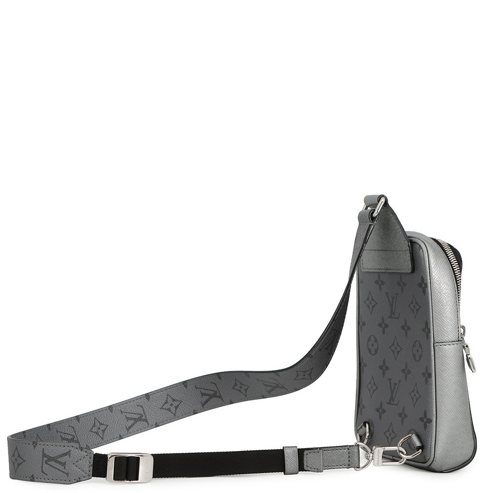 LOUIS VUITTON Outdoor sling bag SilverM30833 Monogram Taigarama